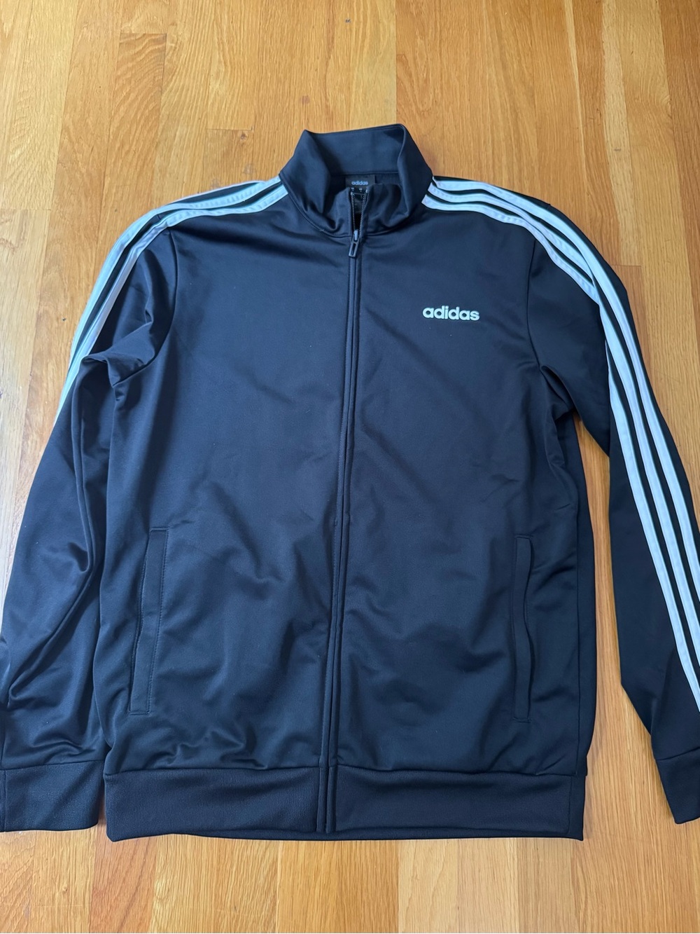adidas Black Track Jacket with White Three-Stripes